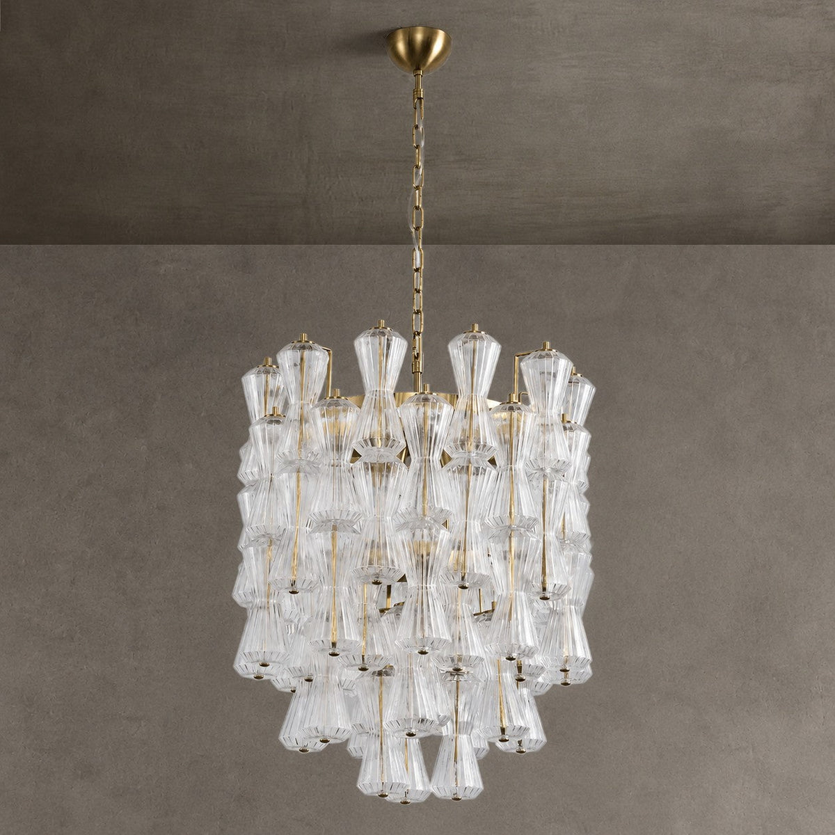 Florenzia Chandelier Ribbed Glass Cascade Gold