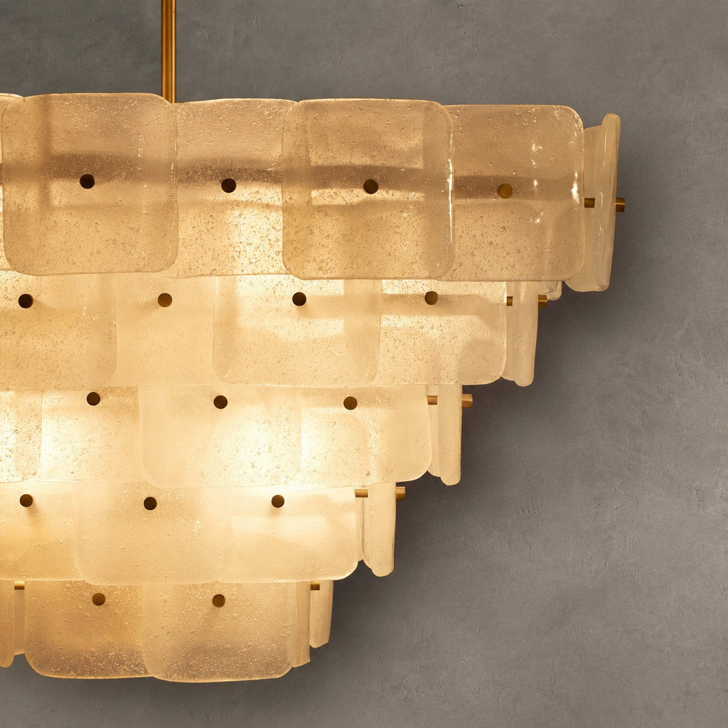 Chandelier  Francis Bubbled Glass Tiered Brass