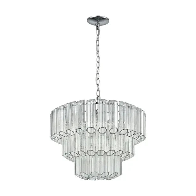 Modern Art Design 4/7-Light Smoky Gray/Clear Layered Glass Chandelier