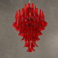 Chandelier  Glass Crimson Cascade Hand-Blown Murano-Style Seven-Tier Chrome