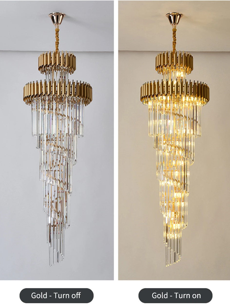 Classic Large Multi-layered Spiral Crystal Chandelier for Foyer/ Staircase