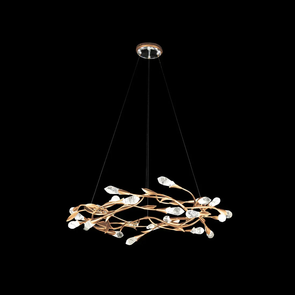 Modern Linear/Round Floral Branches Crystal Chandelier
