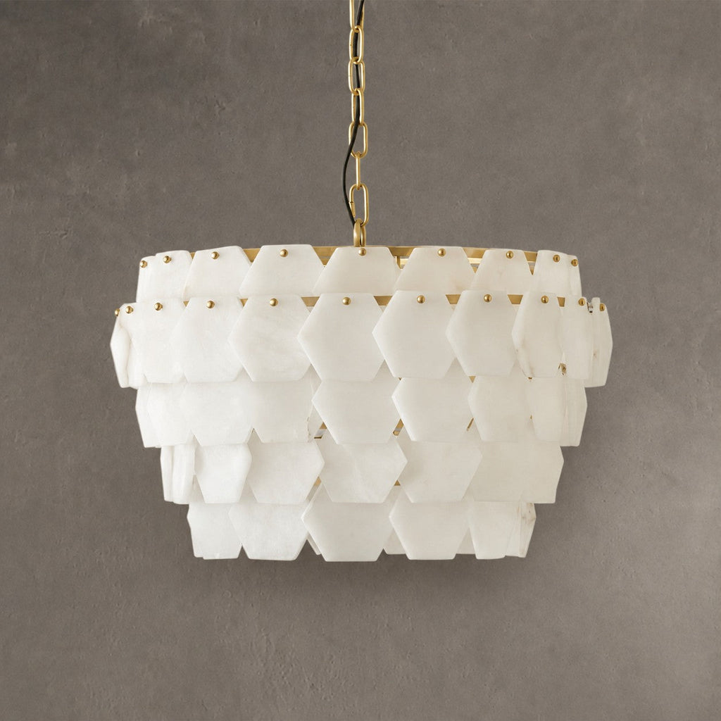 Pendant Light  Hexa Cloud Alabaster Hexagonal Brass