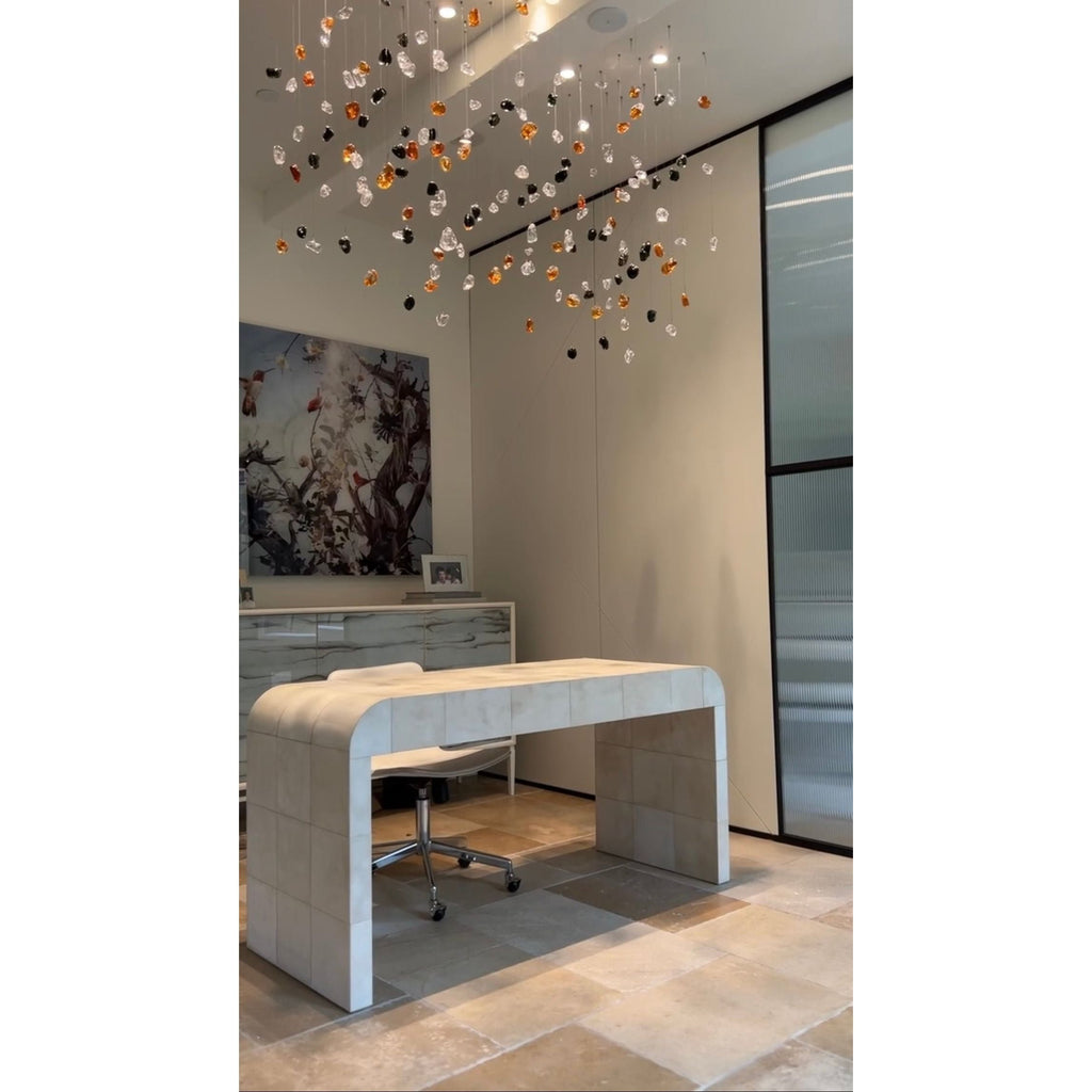 Elegant Rainfall Blue Gem Glass Chandelier: Dazzling Italian Concept Lighting Fixture