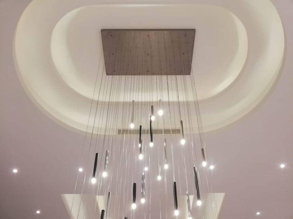 Bellini Square Tri-Tone Tubular Pendant Light Chandelier