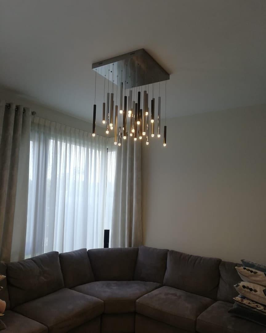 Bellini Square Tri-Tone Tubular Pendant Light Chandelier