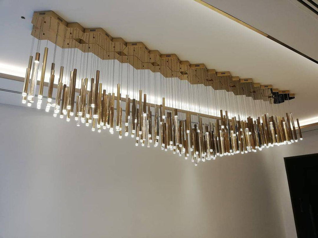 Bellini Square Tri-Tone Tubular Pendant Light Chandelier