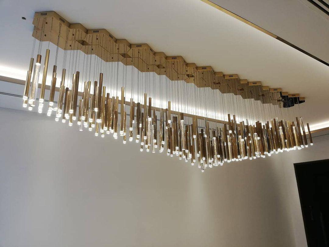 Bellini Square Tri-Tone Tubular Pendant Light Chandelier