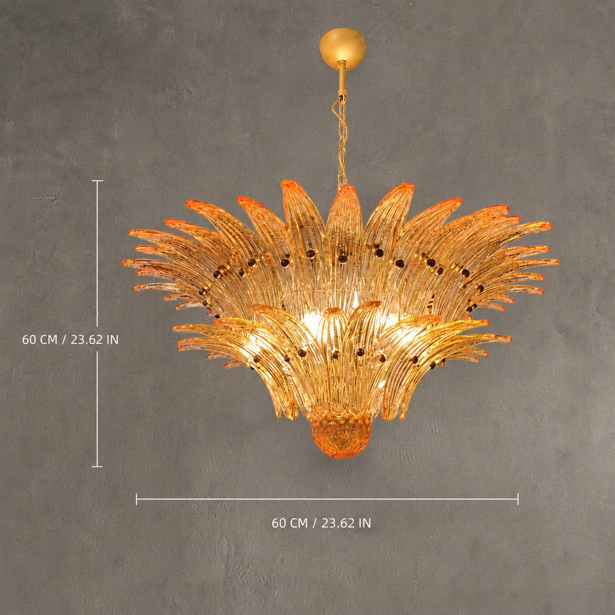 Chandelier Sculptural Floral Glass Style Floralys