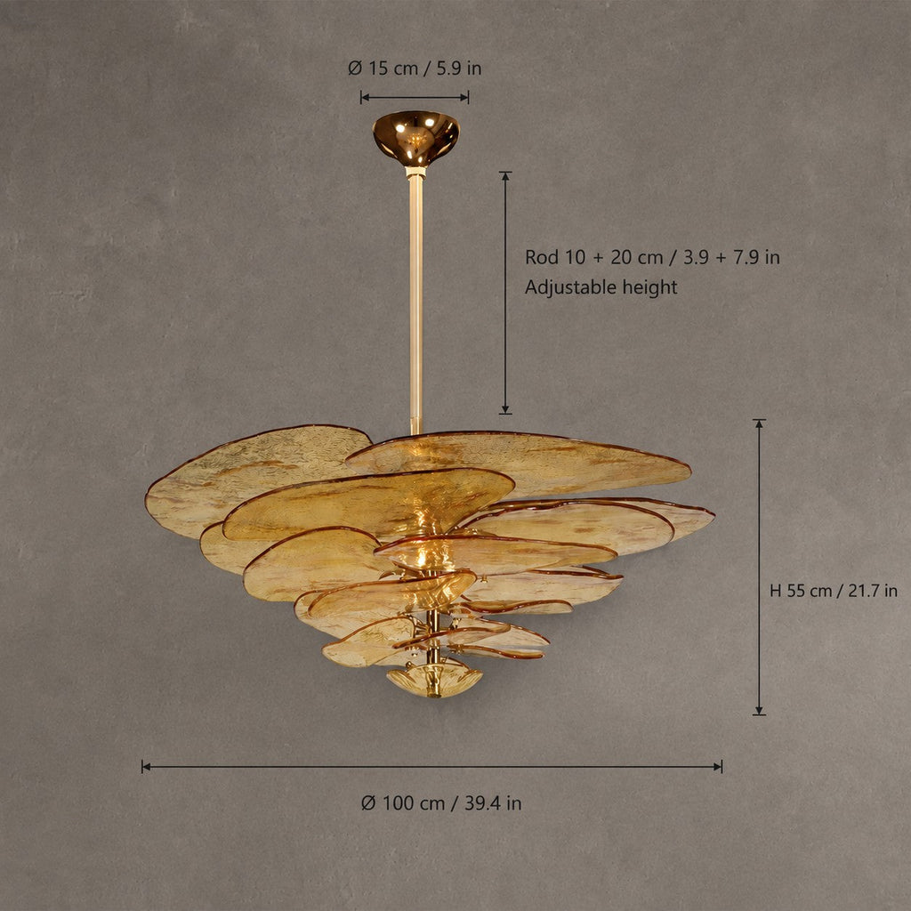 Petal Cascade  Living Room & Dining Room Chandelier  Artisan Murano Style
