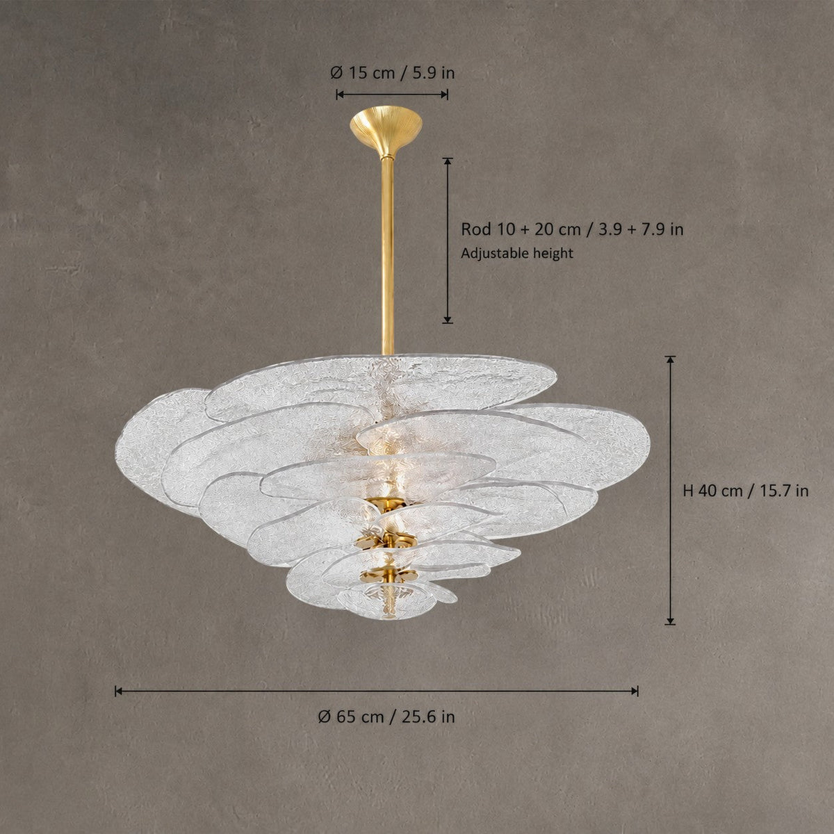 Petal Cascade  Living Room & Dining Room Chandelier  Artisan Murano Style