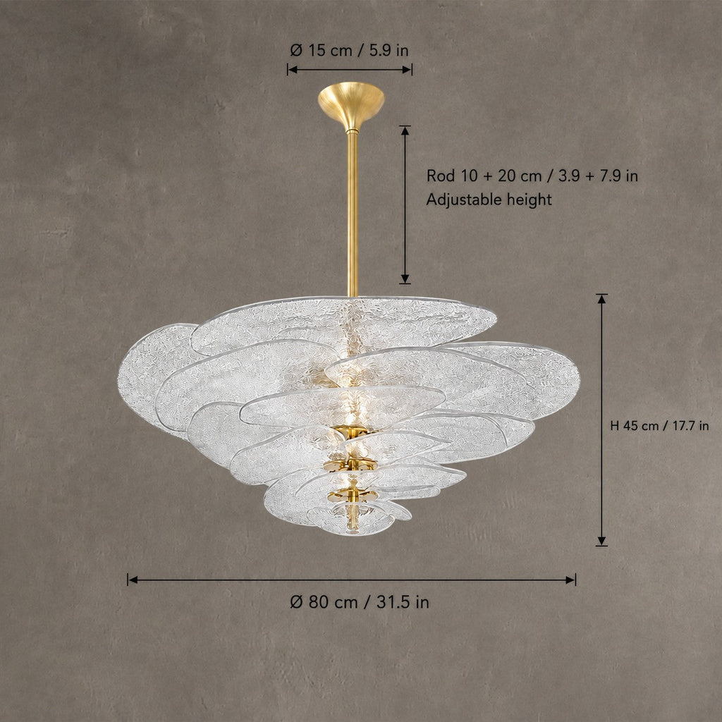 Petal Cascade  Living Room & Dining Room Chandelier  Artisan Murano Style