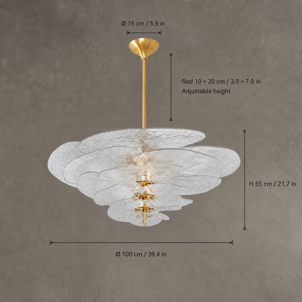 Petal Cascade  Living Room & Dining Room Chandelier  Artisan Murano Style