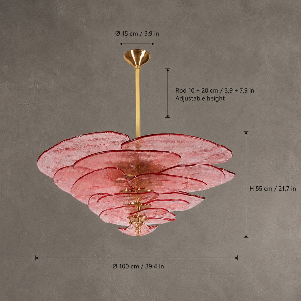 Petal Cascade  Living Room & Dining Room Chandelier  Artisan Murano Style