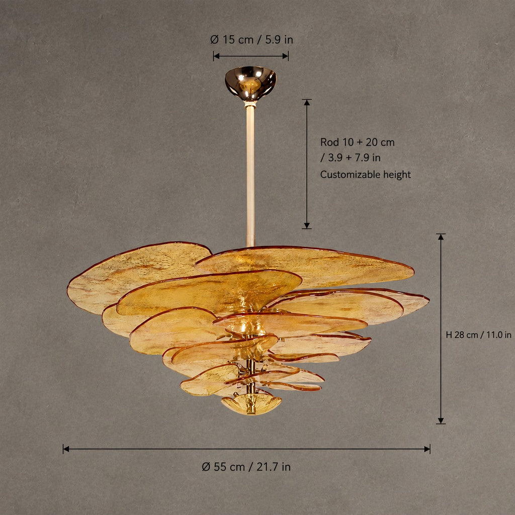 Petal Cascade  Living Room & Dining Room Chandelier  Artisan Murano Style