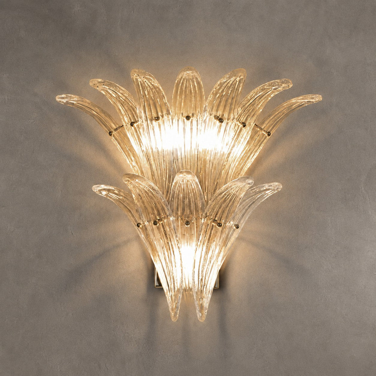 Wall Sconce Two-Tier Glass Leaf Style