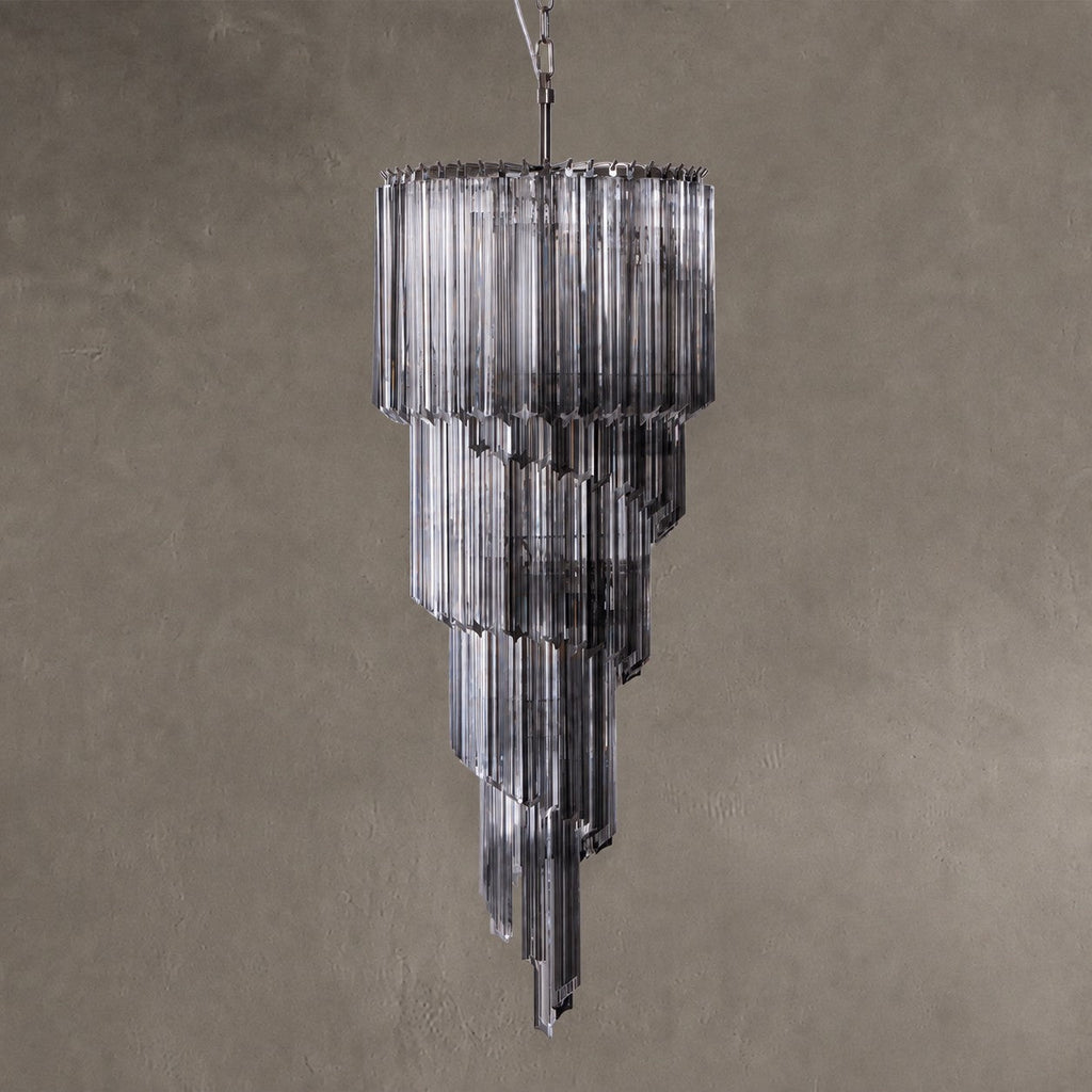 Chandelier  Lucente Noir Spiral Grey Glass Nickel
