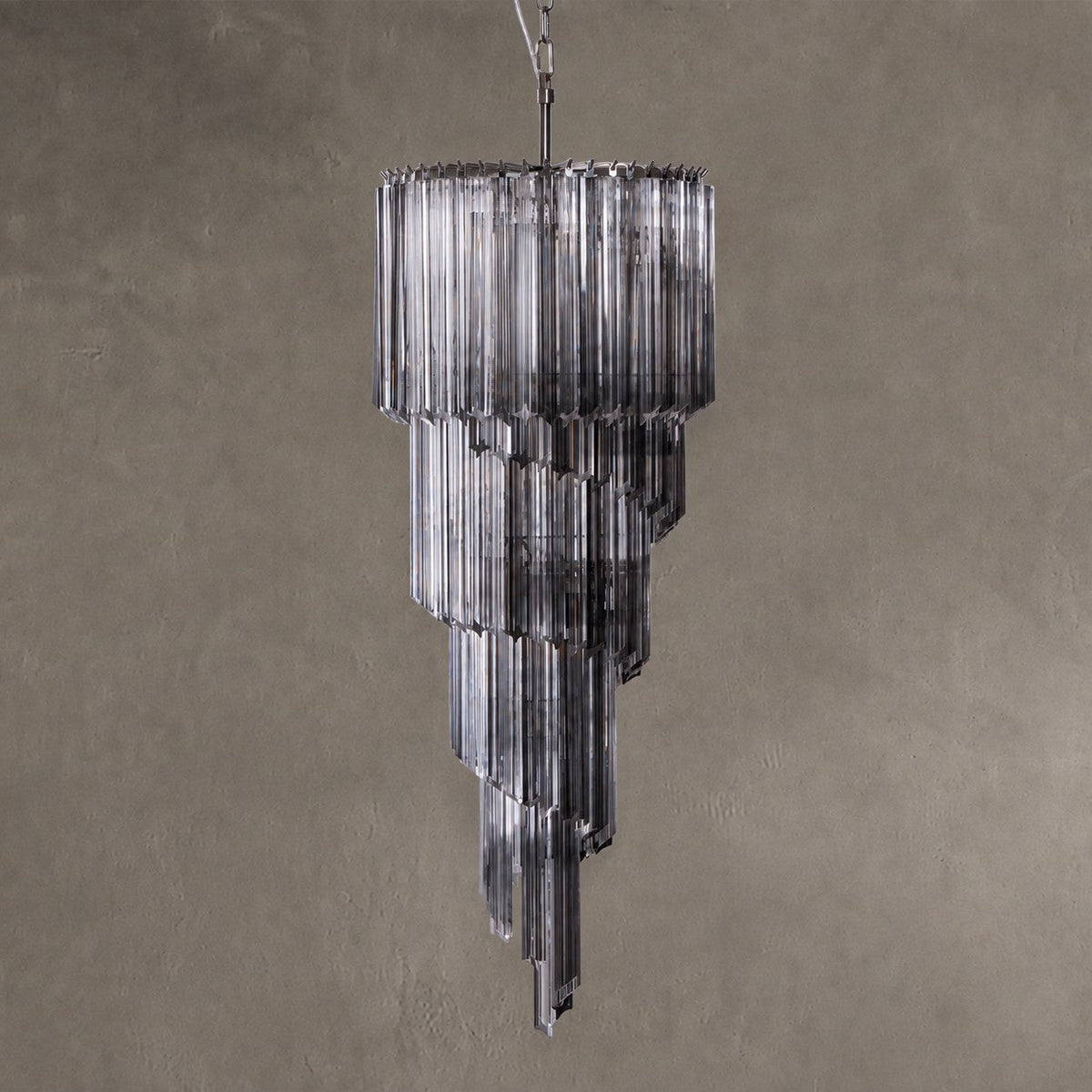 Chandelier  Lucente Noir Spiral Grey Glass Nickel