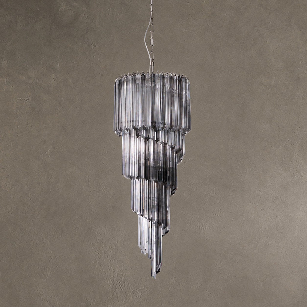 Chandelier  Lucente Noir Spiral Grey Glass Nickel