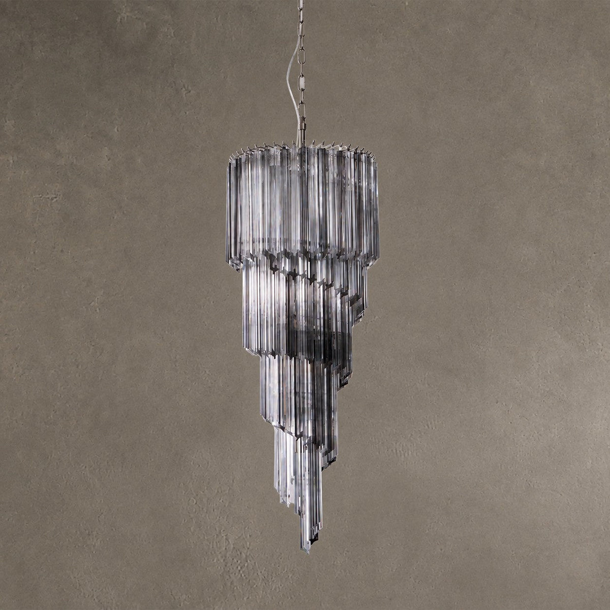 Chandelier  Lucente Noir Spiral Grey Glass Nickel