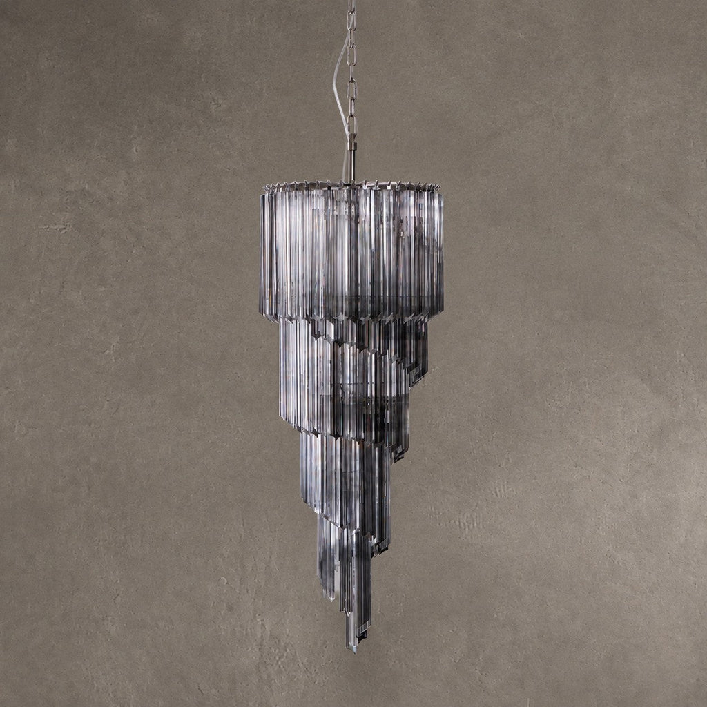Chandelier  Lucente Noir Spiral Grey Glass Nickel