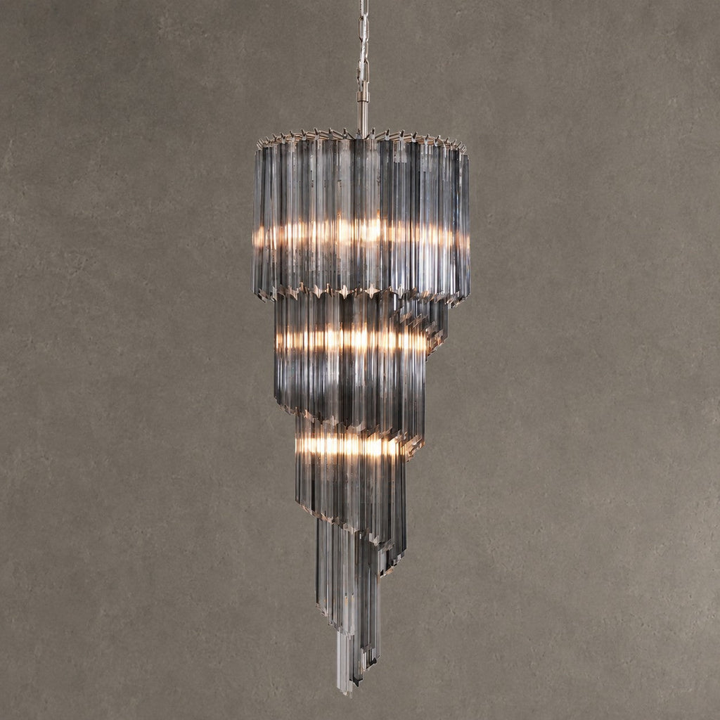 Chandelier  Lucente Noir Spiral Grey Glass Nickel