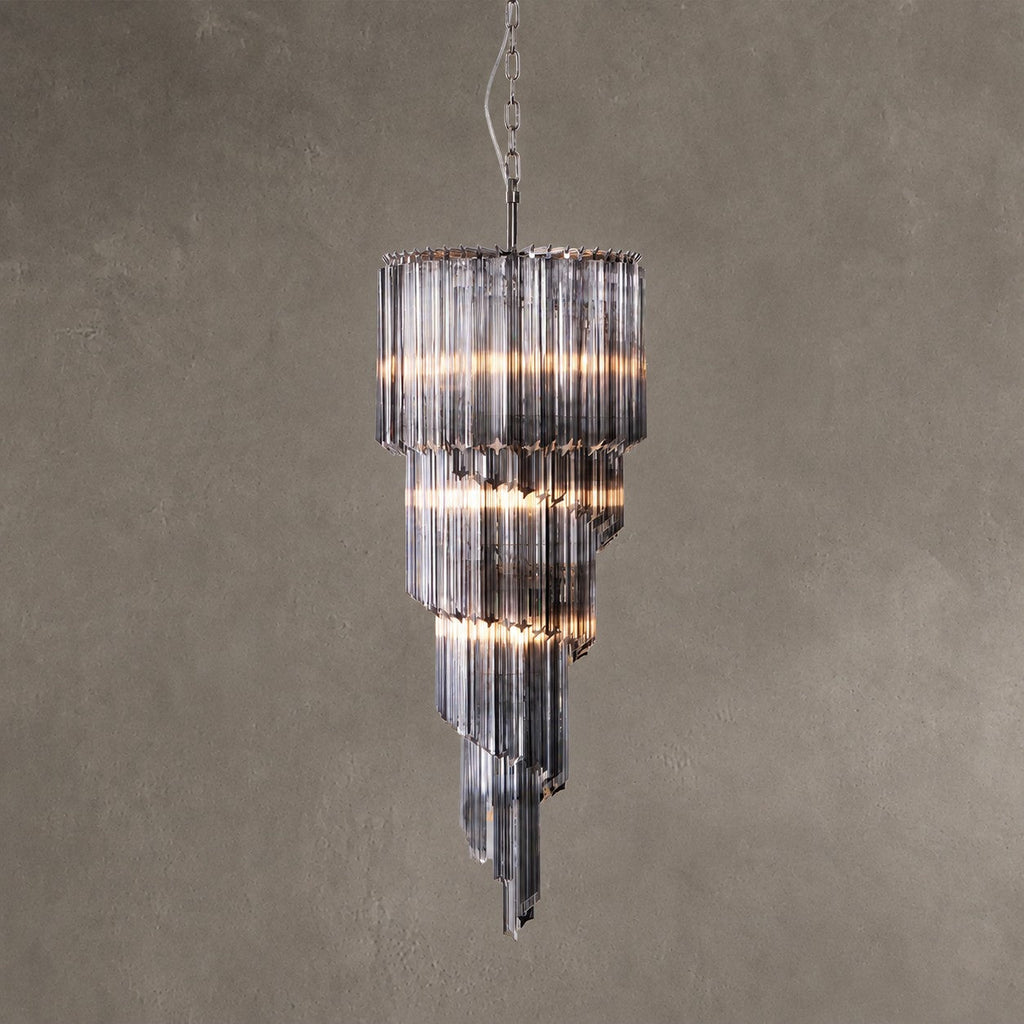 Chandelier  Lucente Noir Spiral Grey Glass Nickel