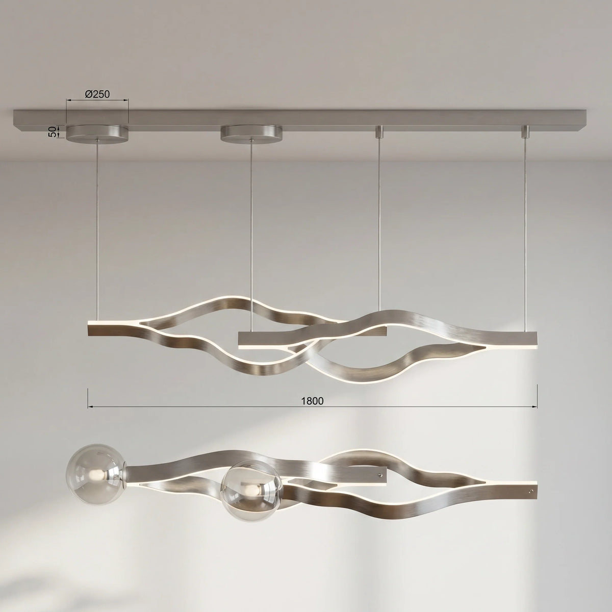 Modern Simple Aluminum Waving Chandelier