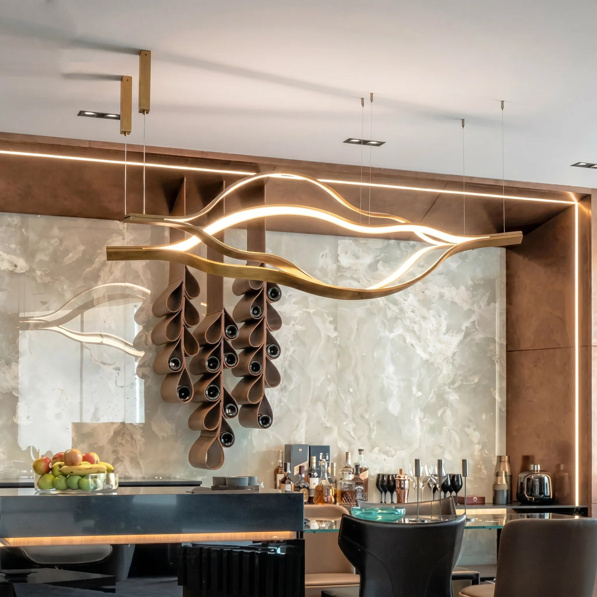 Modern Simple Aluminum Waving Chandelier