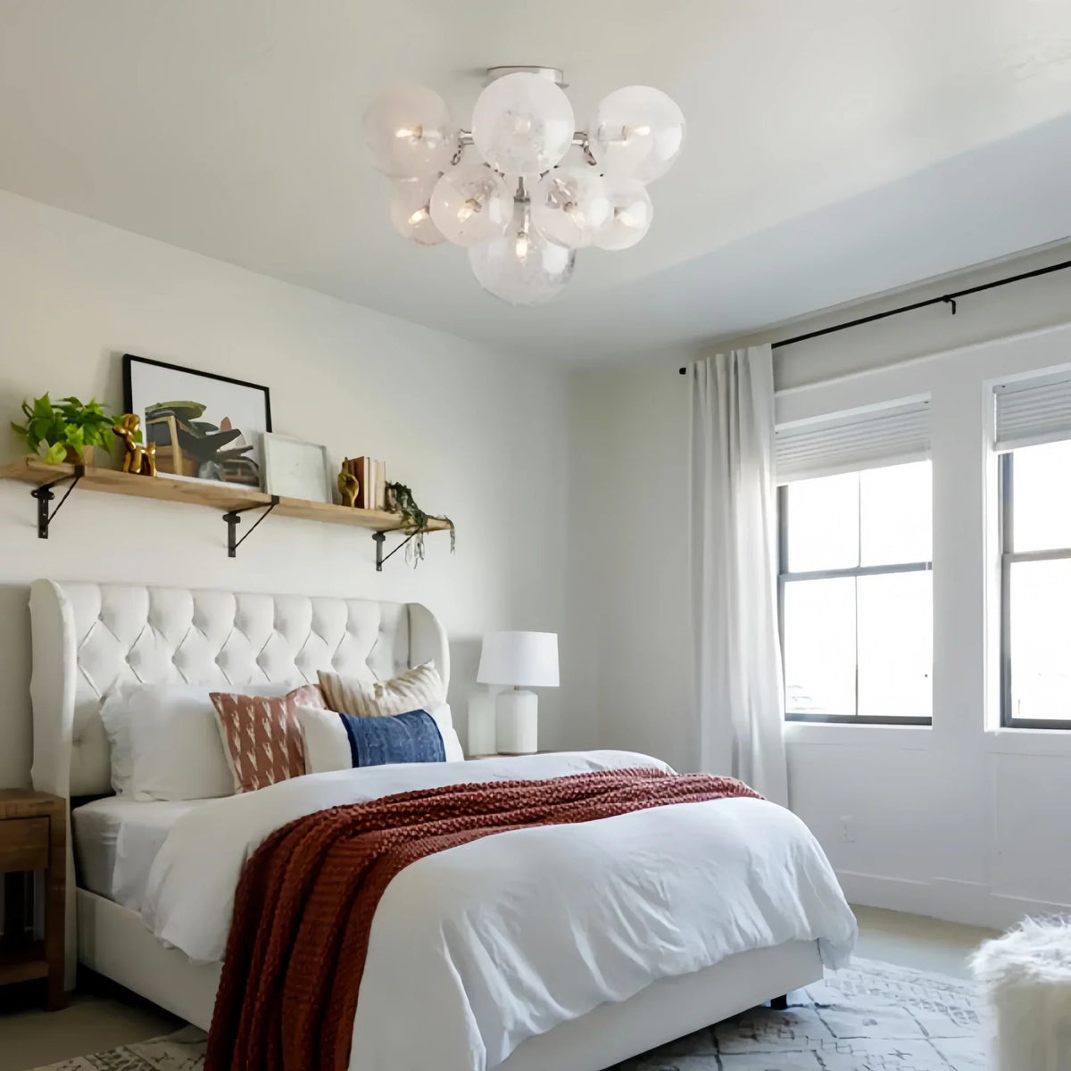 Mandoza Flushmount Hand-Blown Glass Ceiling Light with Brass Finish