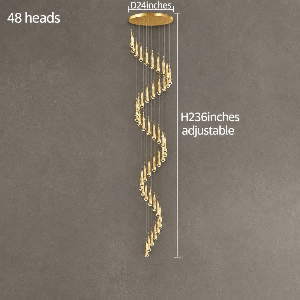 Pendant Light  Modern Gold Crystal Cascading Chandelier Aluminum LED 1-48 Heads