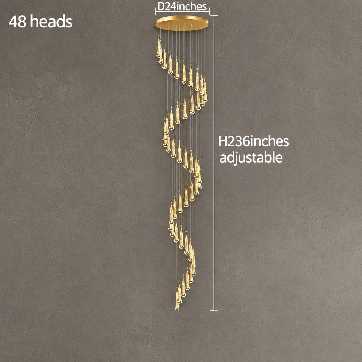 Pendant Light  Modern Gold Crystal Cascading Chandelier Aluminum LED 1-48 Heads