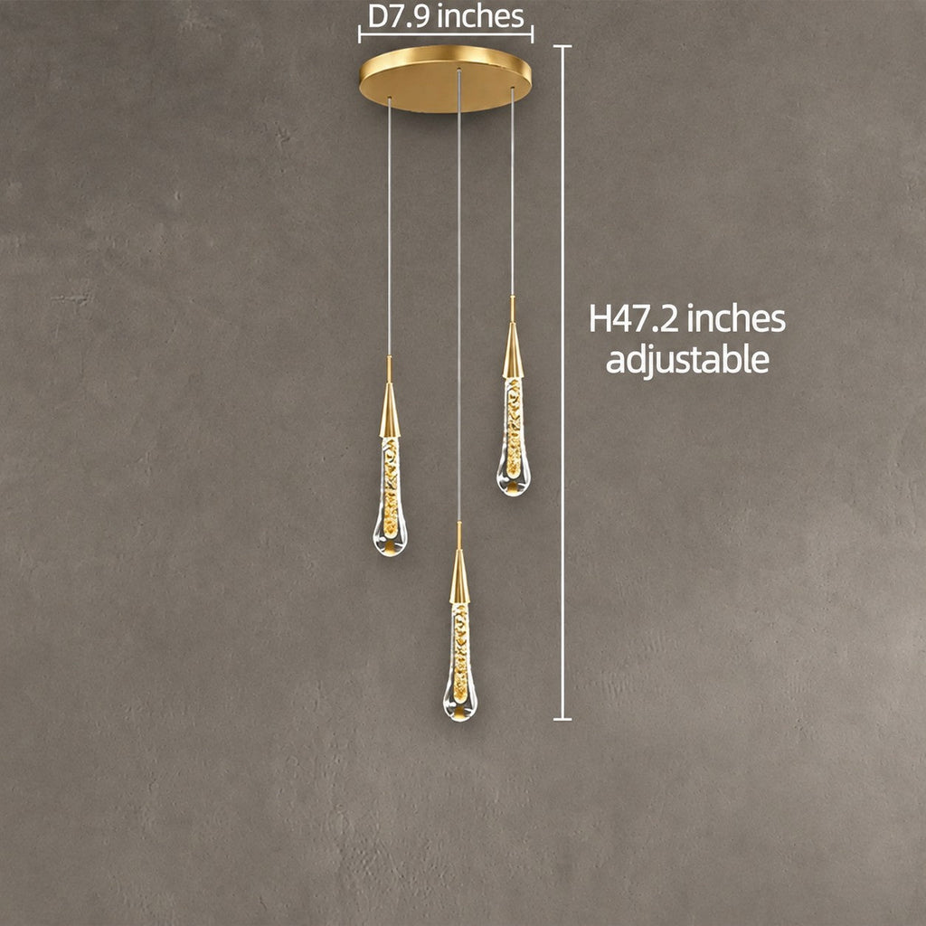 Pendant Light  Modern Gold Crystal Cascading Chandelier Aluminum LED 1-48 Heads