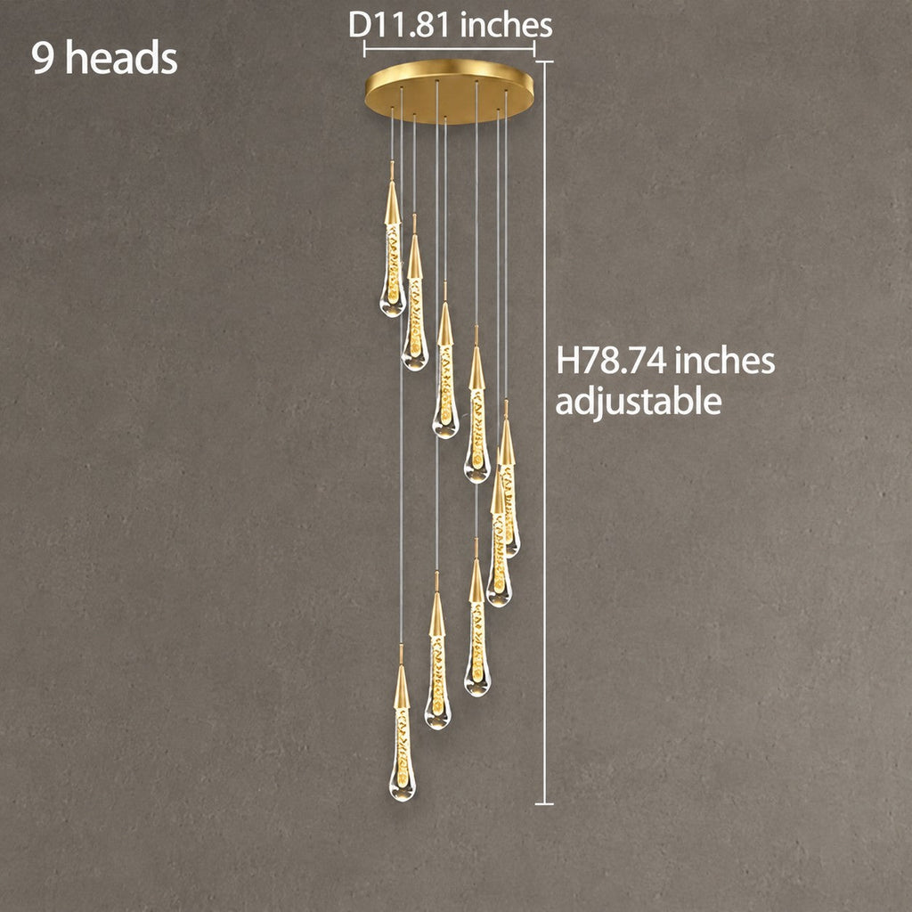 Pendant Light  Modern Gold Crystal Cascading Chandelier Aluminum LED 1-48 Heads