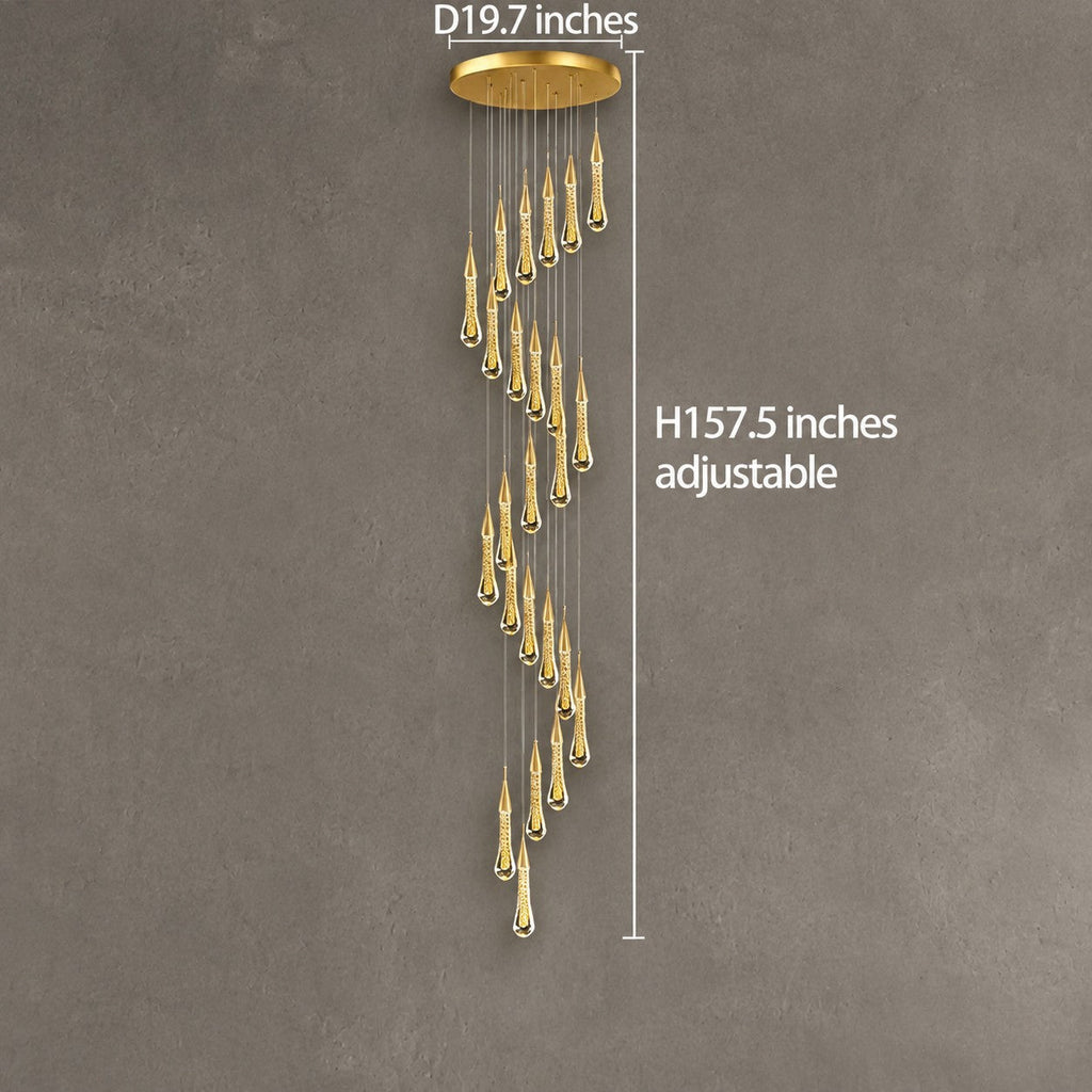 Pendant Light  Modern Gold Crystal Cascading Chandelier Aluminum LED 1-48 Heads