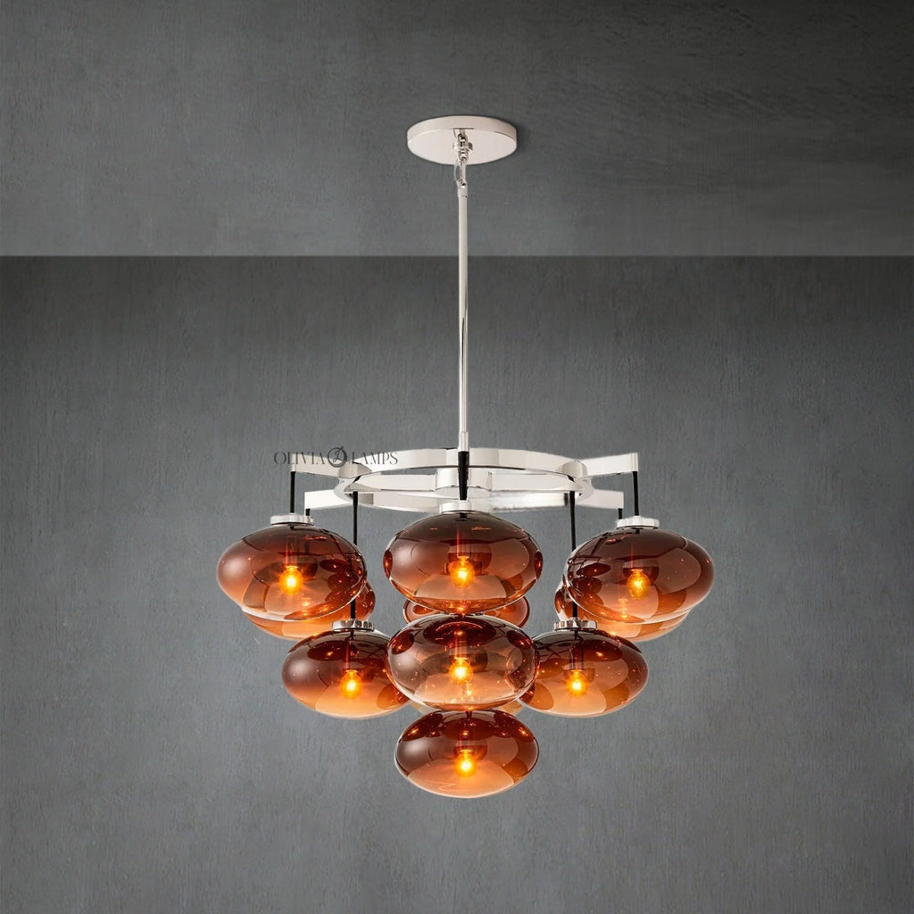 Cabrlet Smoke Glass Round Chandelier 36"