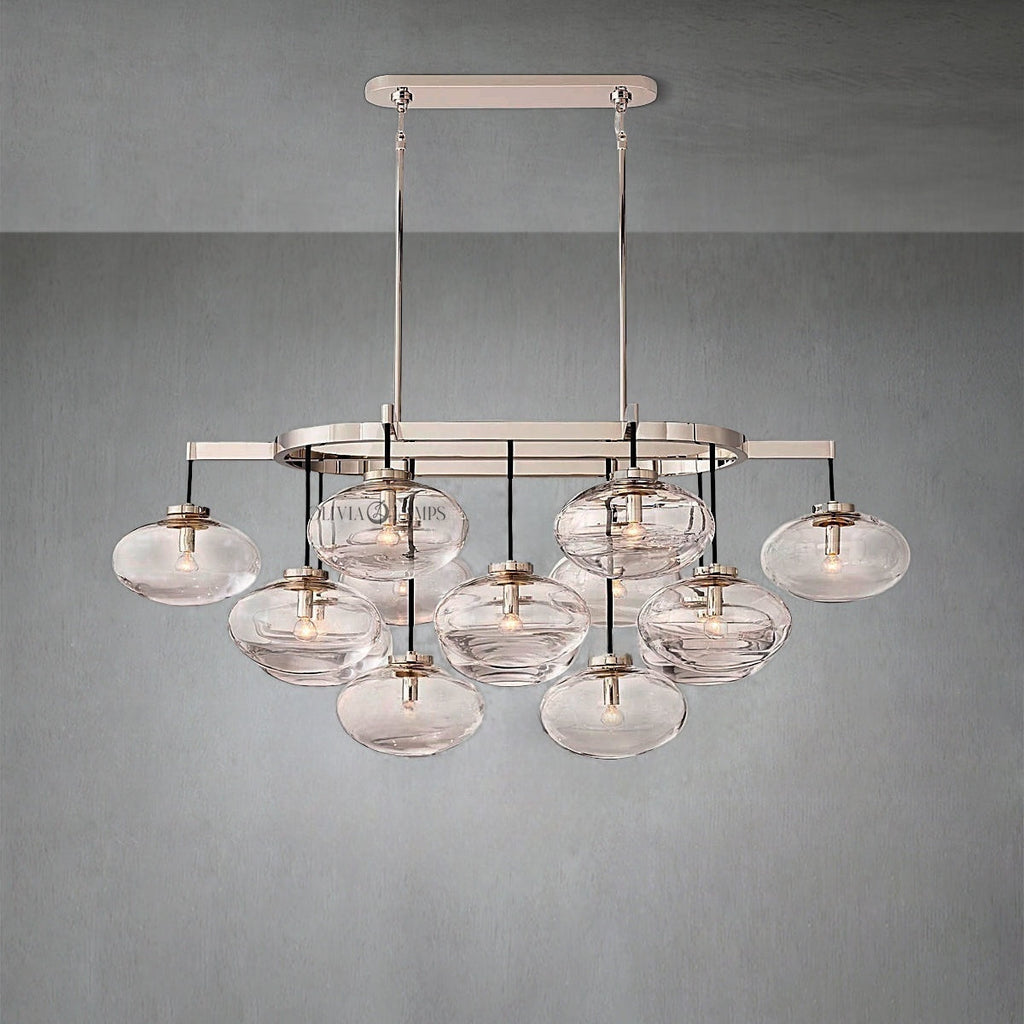 Cabrlet Clear Glass Linear Chandelier 54"