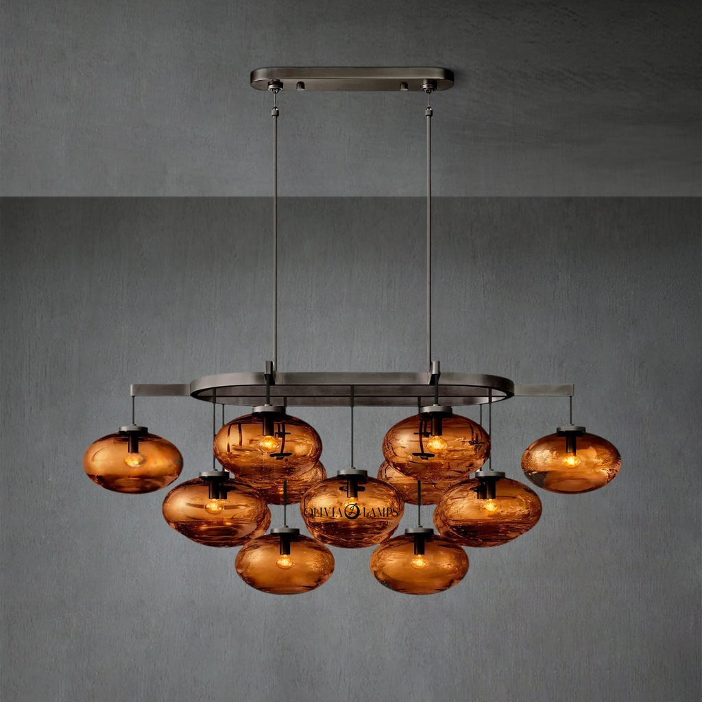 Cabrlet Smoke Glass Linear Chandelier 54"