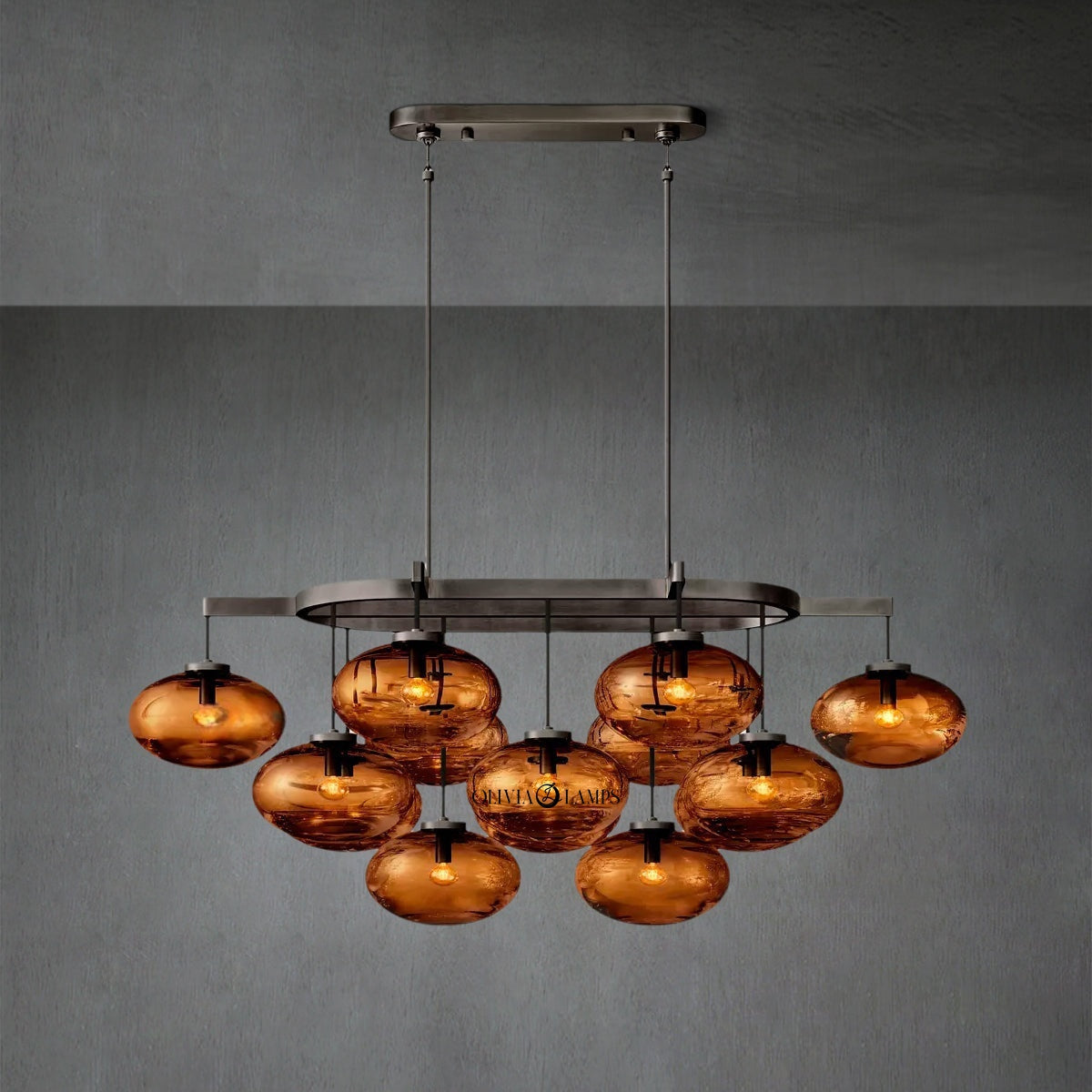 Cabrlet Smoke Glass Linear Chandelier 54"