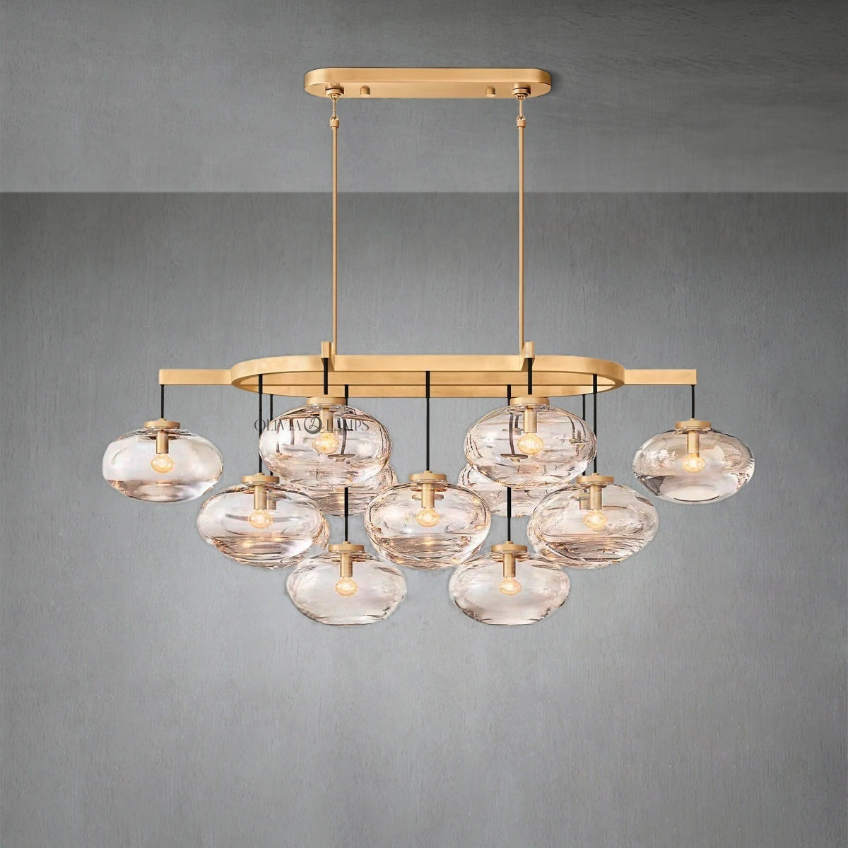 Cabrlet Clear Glass Linear Chandelier 54"