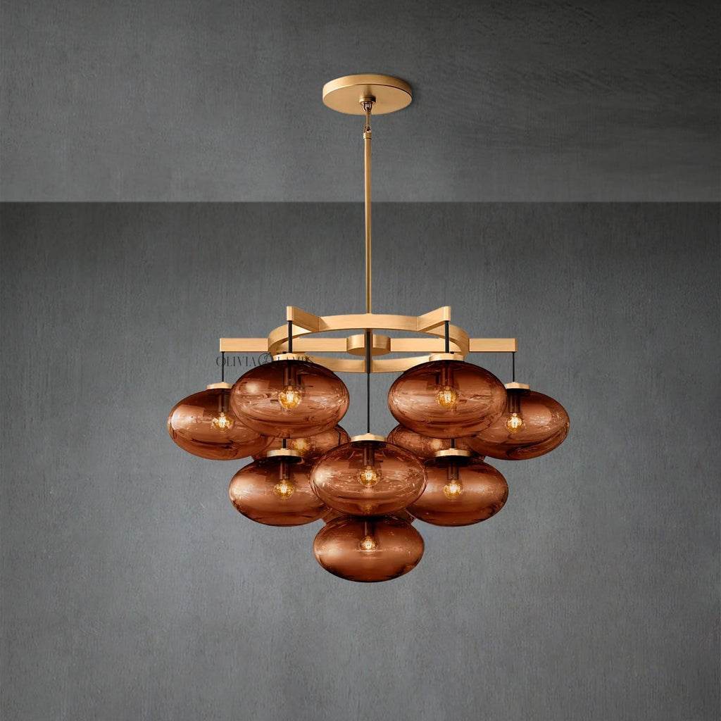 Cabrlet Smoke Glass Round Chandelier 36"