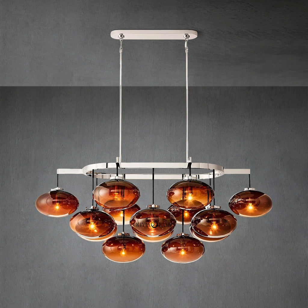 Cabrlet Smoke Glass Linear Chandelier 54"