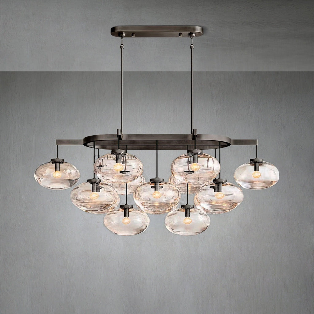 Cabrlet Clear Glass Linear Chandelier 54"
