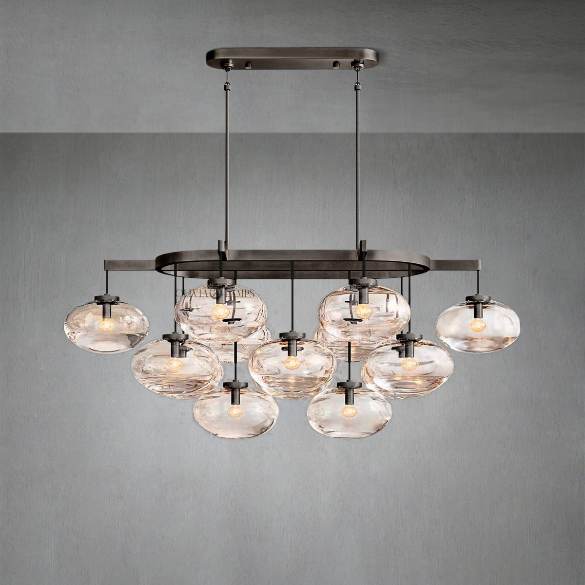 Cabrlet Clear Glass Linear Chandelier 54"