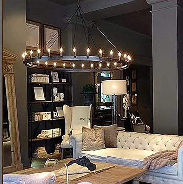 Camina Vintage Candelabra Round Chandelier 73"