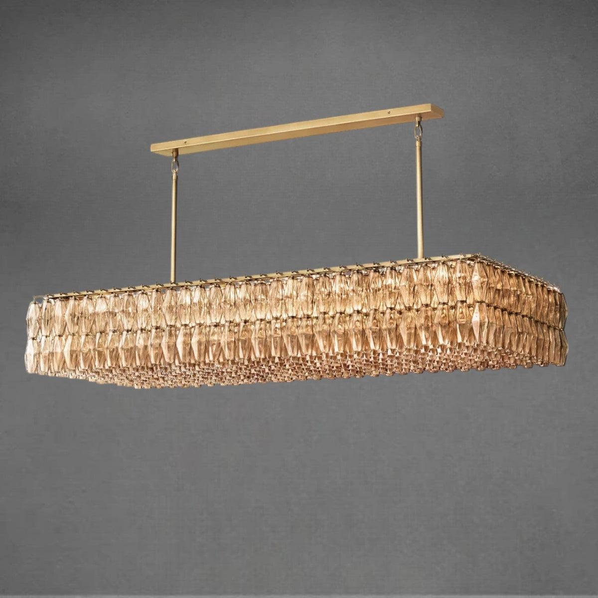 Chiaravalle Glass Rectangular Chandelier 74"