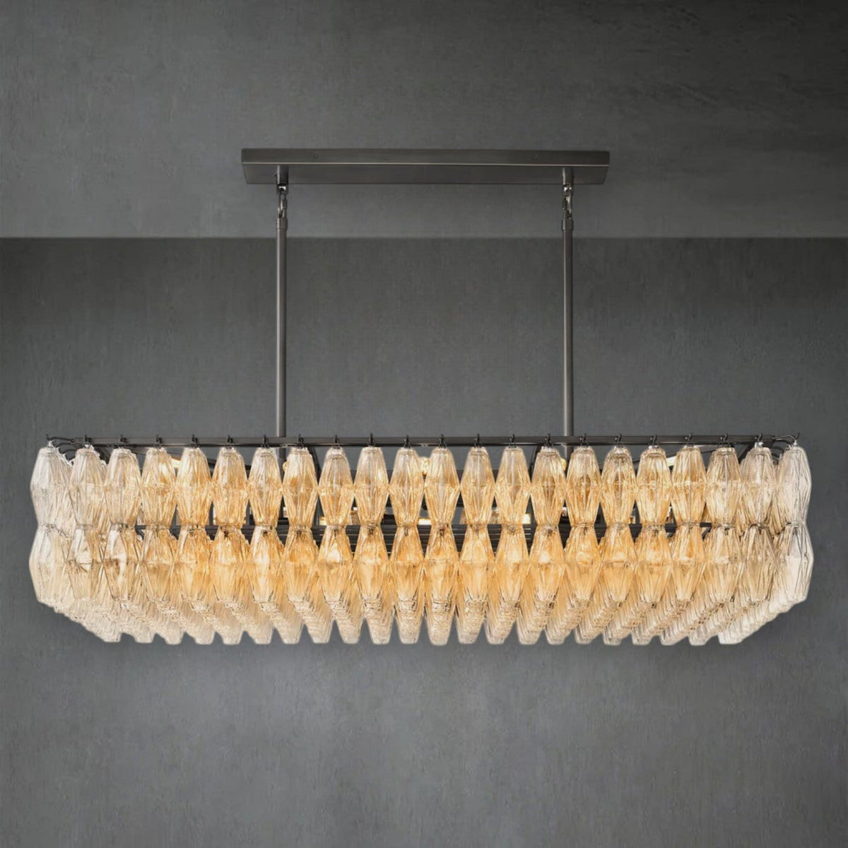 Chiaravalle Glass Rectangular Chandelier 54"