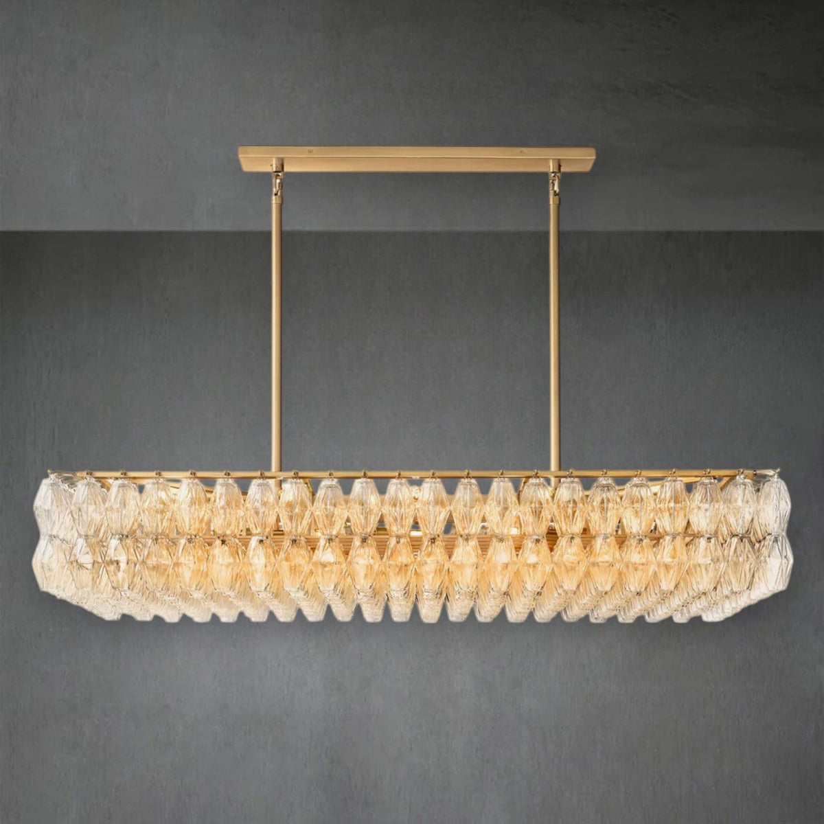 Chiaravalle Glass Rectangular Chandelier 54"