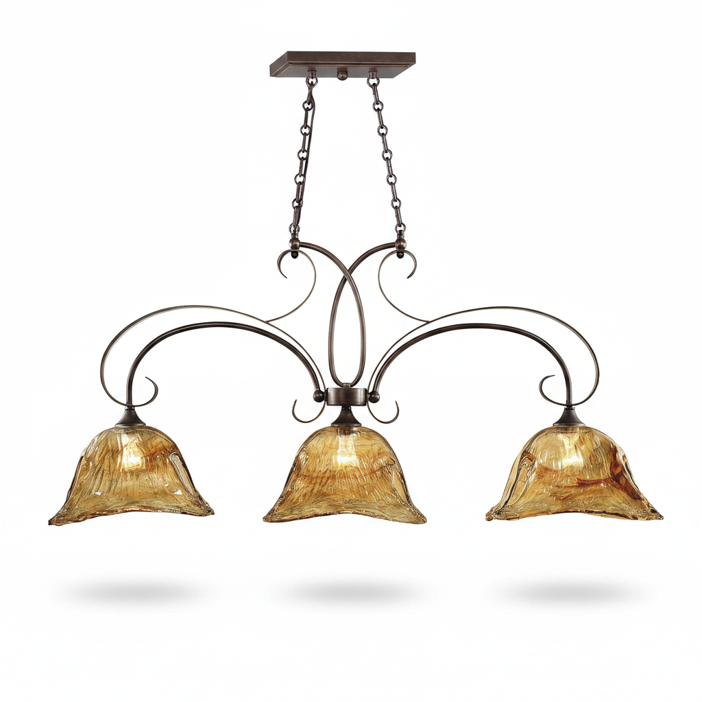 Vetraio Handmade Glass Three Light Island Fixture