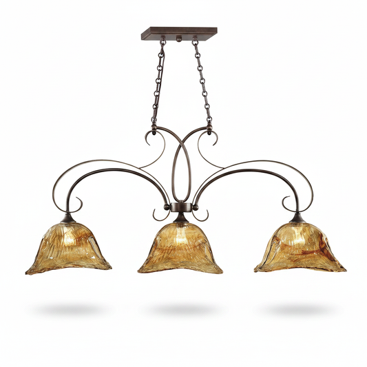 Vetraio Handmade Glass Three Light Island Fixture